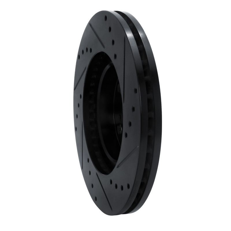 Toyota Corolla Brake Rotor (1) - Front Left - R1 Concepts - Drilled & Slotted - Black - `09-`15